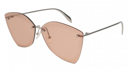 Alexander McQueen AM0119SA Sunglasses, RUTHENIUM with PINK lenses