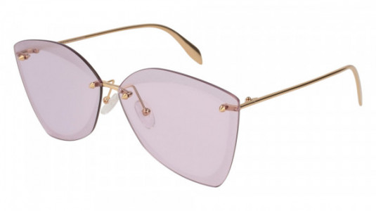 Alexander McQueen AM0119SA Sunglasses, GOLD with VIOLET lenses