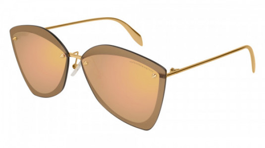 Alexander McQueen AM0119SA Sunglasses, GOLD with PINK lenses