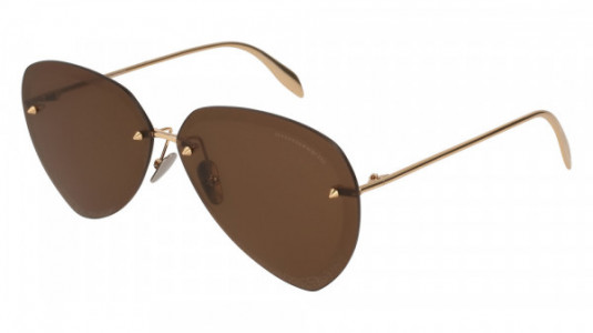Alexander McQueen AM0120SA Sunglasses, GOLD with BROWN lenses