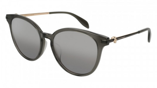 Alexander McQueen AM0122SK Sunglasses, GREY with GOLD temples and SILVER lenses
