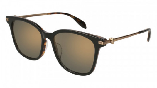 Alexander McQueen AM0123SK Sunglasses, HAVANA with GOLD temples and BRONZE lenses