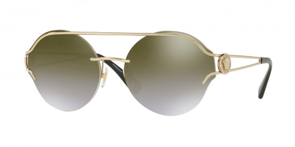 Versace VE2184 Sunglasses, 12526U PALE GOLD LNT PA B6 589+ FLASH (GOLD)