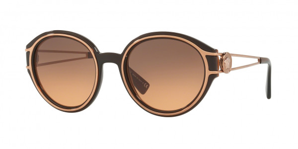 Versace VE4342 Sunglasses, 509318 TRANSPARENT BROWN/PINK GOLD (BROWN)