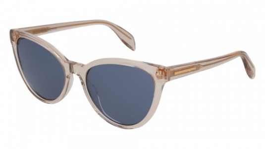 Alexander McQueen AM0111S Sunglasses, 005 - BEIGE with BLUE lenses
