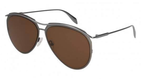 Alexander McQueen AM0115S Sunglasses, 003 - RUTHENIUM with BROWN lenses
