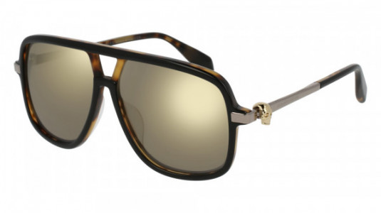 Alexander McQueen AM0080SA Sunglasses, BLACK with RUTHENIUM temples and BRONZE lenses