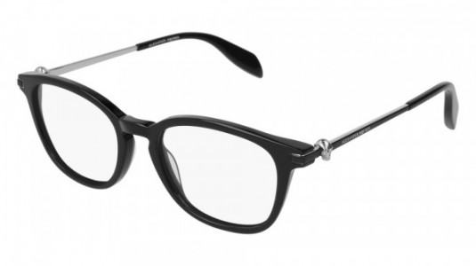 Alexander McQueen AM0110O Eyeglasses, 001 - BLACK with SILVER temples