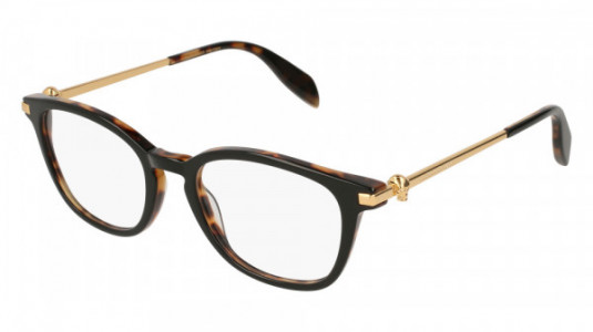 Alexander McQueen AM0110O Eyeglasses, 002 - BLACK with GOLD temples