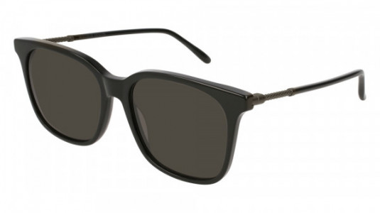 Bottega Veneta BV0131S Sunglasses, 001 - BLACK with RUTHENIUM temples and GREY lenses