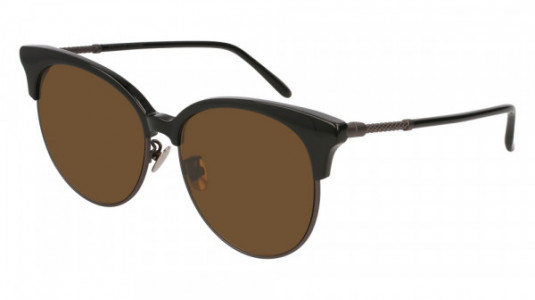 Bottega Veneta BV0133SA Sunglasses, BLACK with RUTHENIUM temples and BROWN lenses