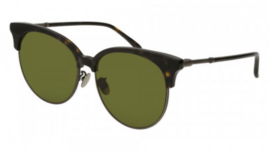Bottega Veneta BV0133SA Sunglasses, HAVANA with SILVER temples and GREEN lenses