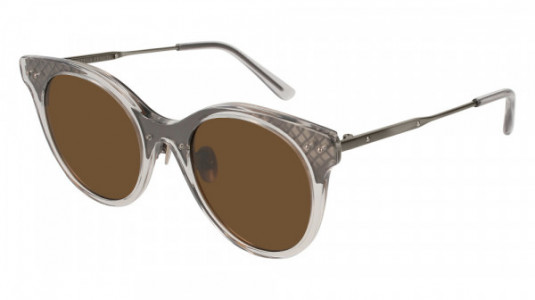 Bottega Veneta BV0143S Sunglasses, GREY with SILVER temples and BROWN lenses