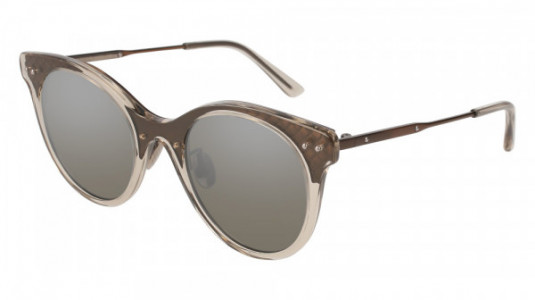 Bottega Veneta BV0143S Sunglasses, BROWN with BRONZE temples and SILVER lenses