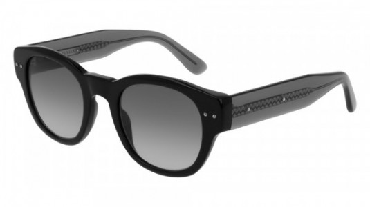 Bottega Veneta BV0082S Sunglasses, BLACK with GREY temples and GREY lenses