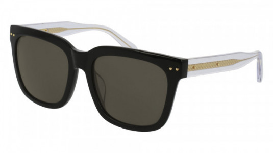 Bottega Veneta BV0088SK Sunglasses, BLACK with CRYSTAL temples and SMOKE lenses