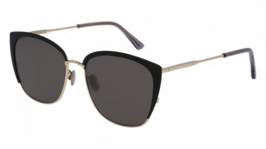 Bottega Veneta BV0089SK Sunglasses, 001 - BLACK with GOLD temples and SMOKE lenses