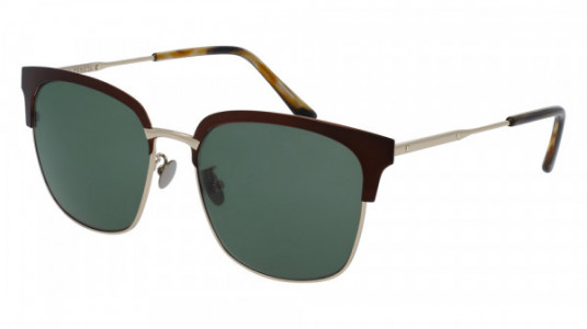 Bottega Veneta BV0090SK Sunglasses, BROWN with GOLD temples and GREEN lenses
