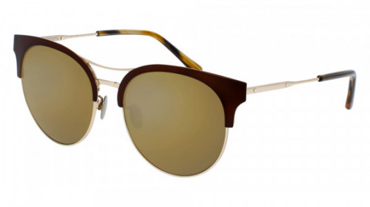 Bottega Veneta BV0091SK Sunglasses, 002 - BROWN with GOLD temples and BRONZE lenses