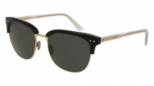 Bottega Veneta BV0092SK Sunglasses, 001 - BLACK with CRYSTAL temples and SMOKE lenses