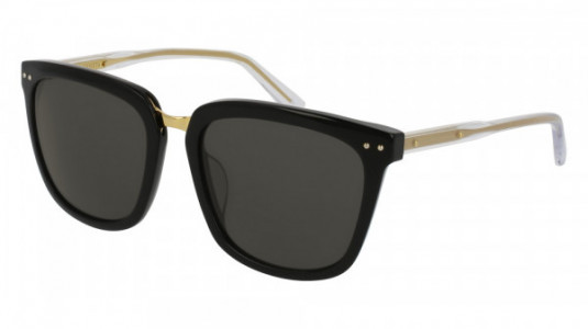 Bottega Veneta BV0093SK Sunglasses, 001 - BLACK with CRYSTAL temples and SMOKE lenses