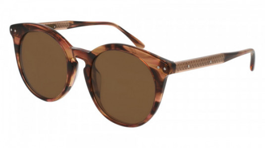 Bottega Veneta BV0096SA Sunglasses, HAVANA with COPPER temples and BROWN polarized lenses