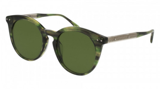 Bottega Veneta BV0096SA Sunglasses, HAVANA with BROWN temples and GREEN lenses