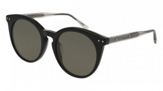Bottega Veneta BV0096SA Sunglasses, BLACK with GREY temples and GREY lenses