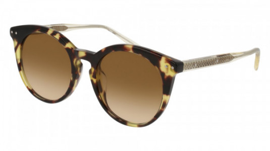 Bottega Veneta BV0096SA Sunglasses, HAVANA with YELLOW temples and BROWN lenses