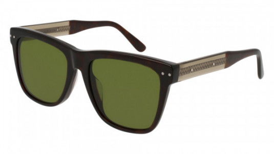 Bottega Veneta BV0098SA Sunglasses, HAVANA with BROWN temples and GREEN lenses