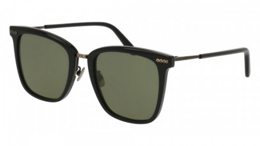 Bottega Veneta BV0102S Sunglasses, BLACK with SILVER temples and GREY lenses