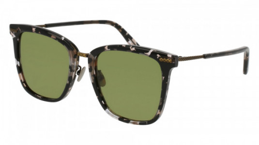 Bottega Veneta BV0102S Sunglasses, HAVANA with BRONZE temples and GREEN polarized lenses
