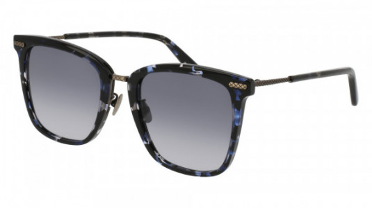Bottega Veneta BV0102S Sunglasses, HAVANA with SILVER temples and BLUE lenses