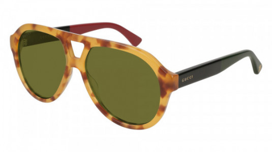 Gucci GG0159S Sunglasses, HAVANA with BLACK temples and GREEN lenses