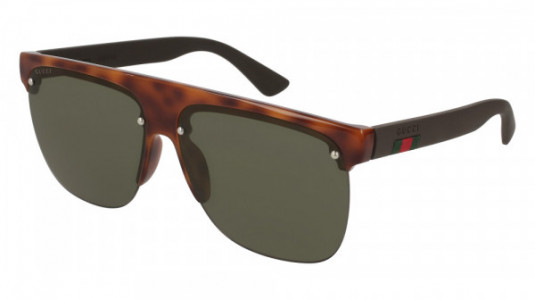 Gucci GG0171S Sunglasses, 003 - HAVANA with BROWN temples and GREEN lenses