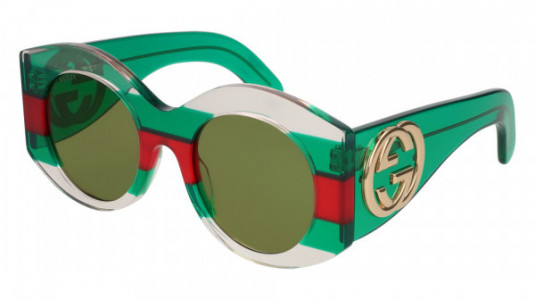 Gucci GG0177S Sunglasses, MULTICOLOR with GREEN temples and GREEN lenses