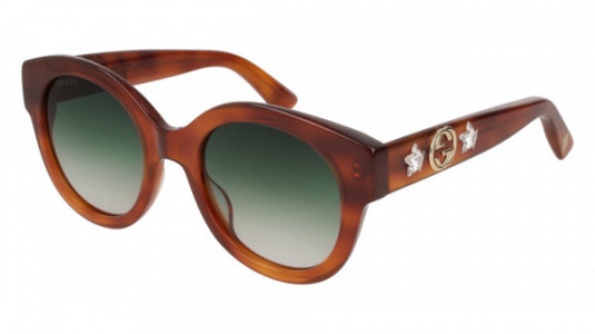 Gucci GG0207S Sunglasses, HAVANA with GREEN lenses