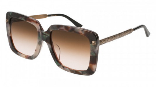 Gucci GG0216SA Sunglasses, 003 - HAVANA with GOLD temples and BROWN lenses