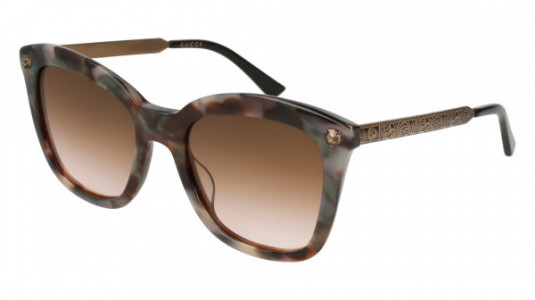 Gucci GG0217S Sunglasses, 004 - HAVANA with GOLD temples and BROWN lenses