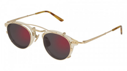 Gucci GG0229S Sunglasses, YELLOW with GOLD temples and RED lenses
