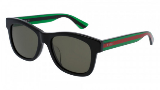 Gucci GG0044SA Sunglasses, BLACK with GREEN temples and GREEN lenses