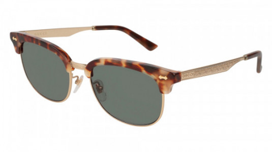 Gucci GG0051SA Sunglasses, HAVANA with GOLD temples and GREEN lenses