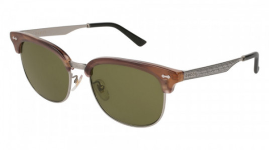 Gucci GG0051SA Sunglasses, HAVANA with RUTHENIUM temples and GREEN lenses