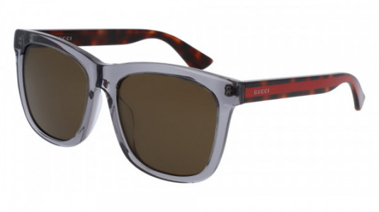 Gucci GG0057SK Sunglasses, GREY with HAVANA temples and BROWN lenses
