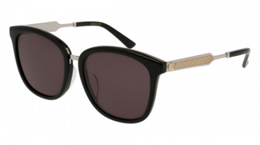 Gucci GG0073SK Sunglasses, BLACK with SILVER temples and GREY lenses