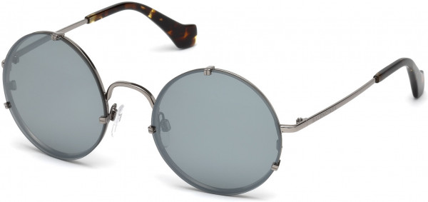 Balenciaga BA0086 Sunglasses, 14C - Shiny Light Ruthenium / Smoke Mirror
