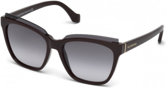 Balenciaga BA0093 Sunglasses, 69B - Shiny Bordeaux / Gradient Smoke