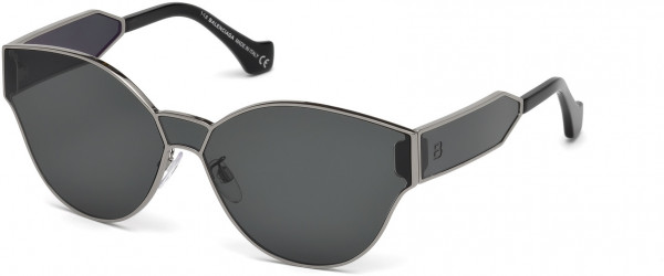 Balenciaga BA0096 Sunglasses, 12A - Shiny Dark Ruthenium / Smoke