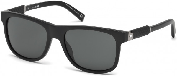 Montblanc MB654S Sunglasses, 02A - Matte Black / Smoke