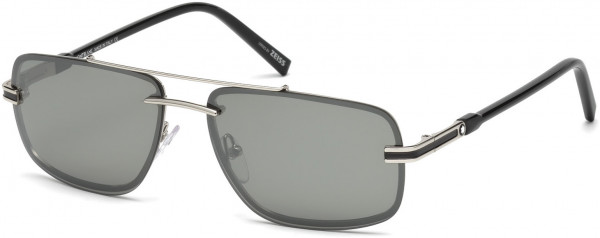 Montblanc MB658S Sunglasses, 16C - Shiny Palladium / Smoke Mirror